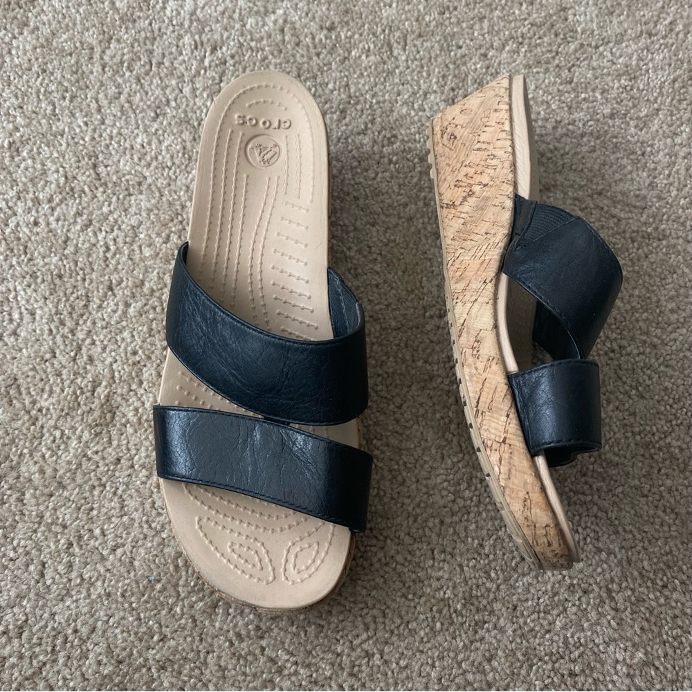 Crocs | Women's Cork Wedge Heeled Slip On Sandal Size 10